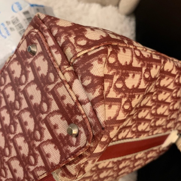 Dior tote 11.5”x 15”x 4” beautiful vintage, white and red coated canvas. - Picture 9 of 16